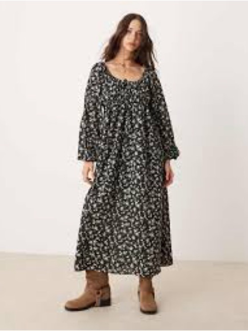 NWT :Glamorous 's Black Tie Front Volume Sleeve Maxi Dress⚫️